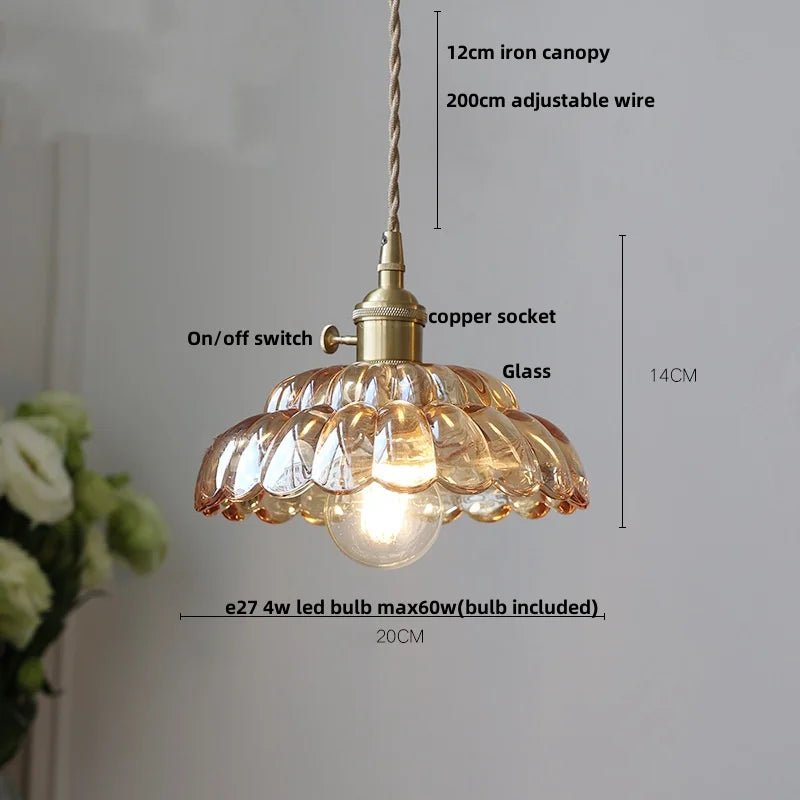 Artfan Amber Flower Glass LED Pendant Lights for Home Decor