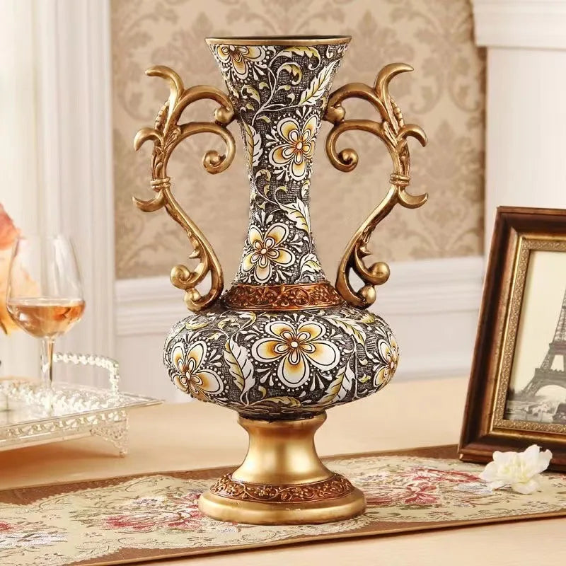 Artfan Resin Vase Dried Flowers Arrangement for Living Room Decor