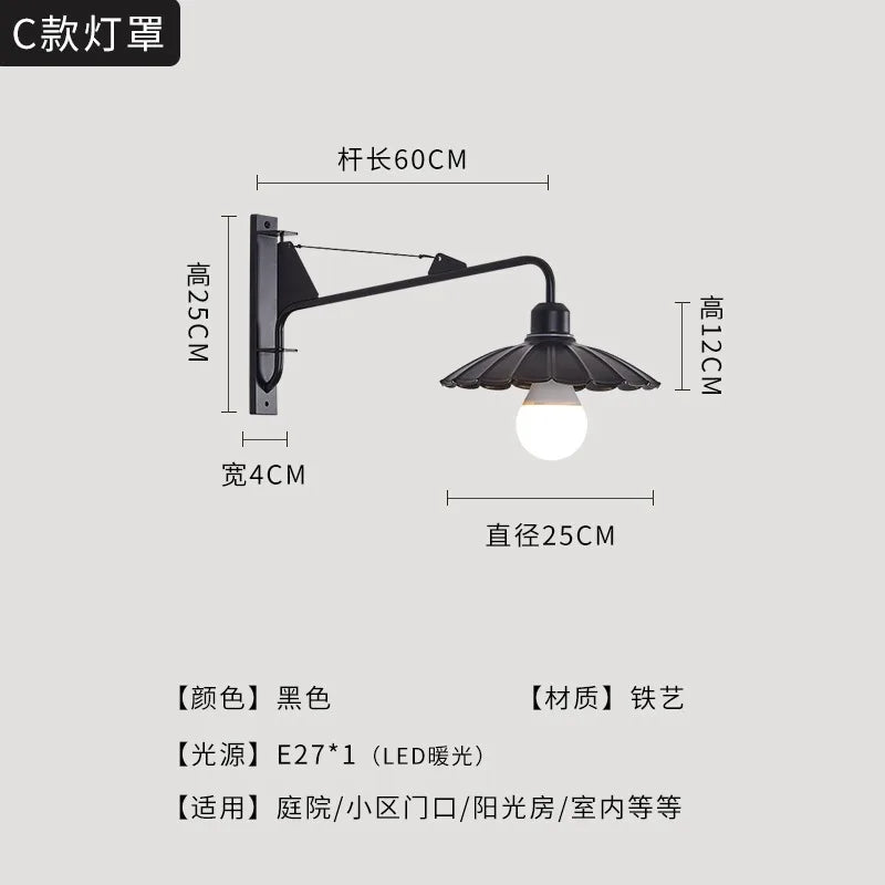 Artfan lighting Black LED Swing Arm Wall Lamp for Outdoor Decor in Bedroom, Balcony & Aisle