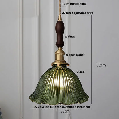 Artfan Green Glass LED Pendant Light | Nordic Modern Copper Knob Switch Hanging Fixture
