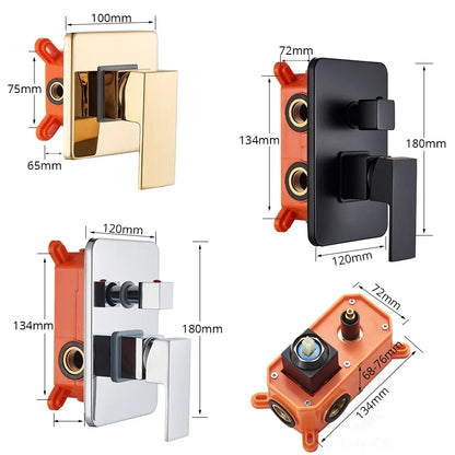 Artfan lighting Black Golden Brass Shower Mixing Valve Concealed Wall Mount Box Control