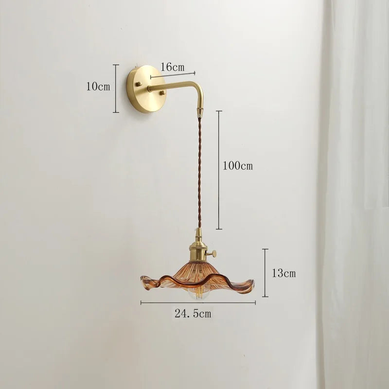 Artfan Amber Glass LED Wall Sconce for Home Indoor Lighting