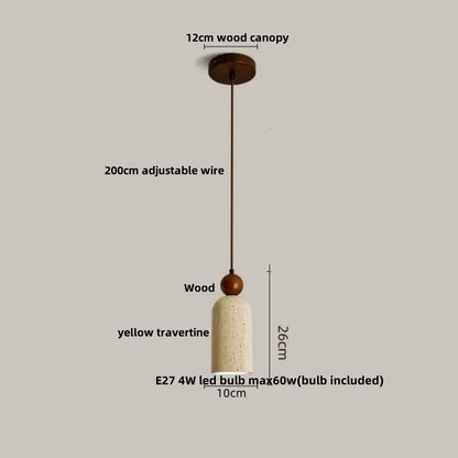Artfan Adjustable LED Pendant Light - Nordic Modern Yellow Travertine Marble Wood Fixture