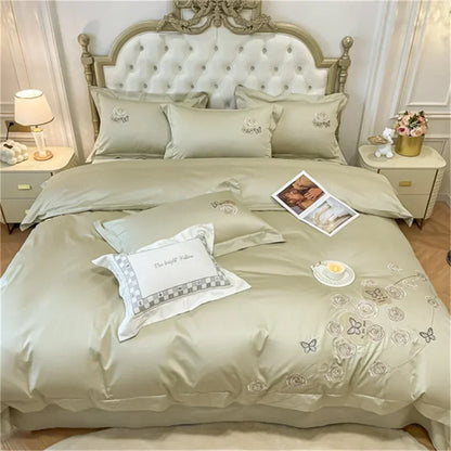 Artfan lighting Blue Butterfly Flower 600TC Egyptian Cotton Duvet Cover Set