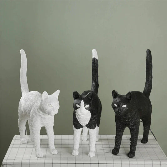 Artfan lighting Black Cat Resin Table Lamp for Bedroom Office Dining Room