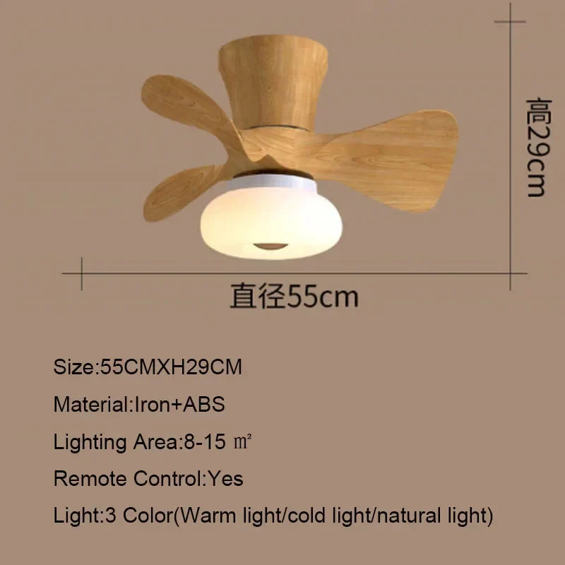 Artfan 22 Inch Smart Ceiling Fans with Wood Color and Colorful Light