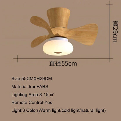 Artfan 22 Inch Smart Ceiling Fans with Wood Color and Colorful Light