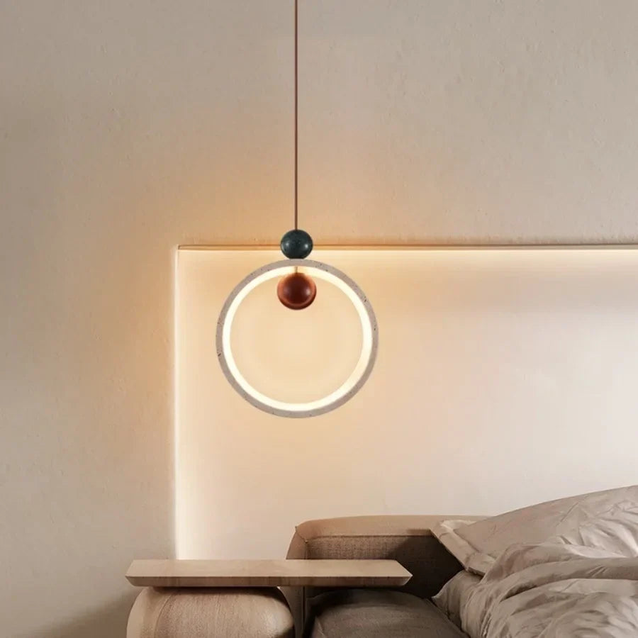 Artfan Adjustable LED Pendant Light - Nordic Modern Yellow Travertine Marble Wood Fixture