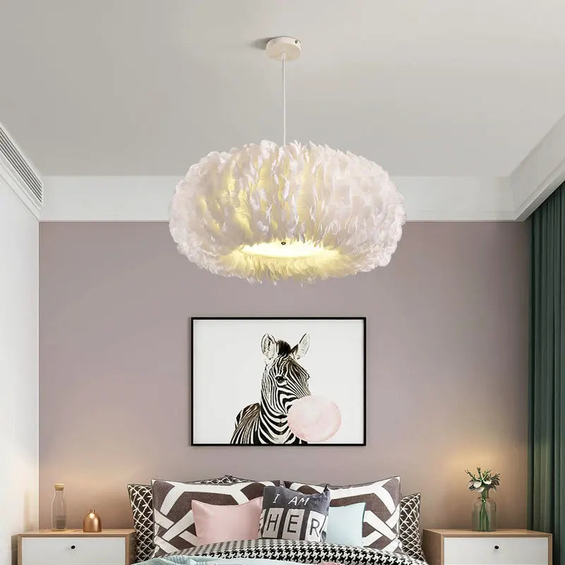 Artfan  Feather Decor LED Chandeliers for Living Room, Bedroom, Study & Children's Room