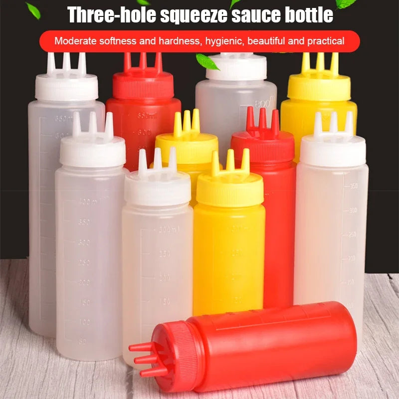 Artfan 3-Hole Squeeze Bottle Condiment Dispenser