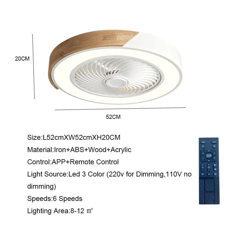 Artfan 52CM Ceiling Fan Light 6 Speeds Reversible Blades 36W Living Dining Room