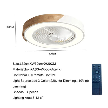 Artfan 52CM Ceiling Fan Light 6 Speeds Reversible Blades 36W Living Dining Room
