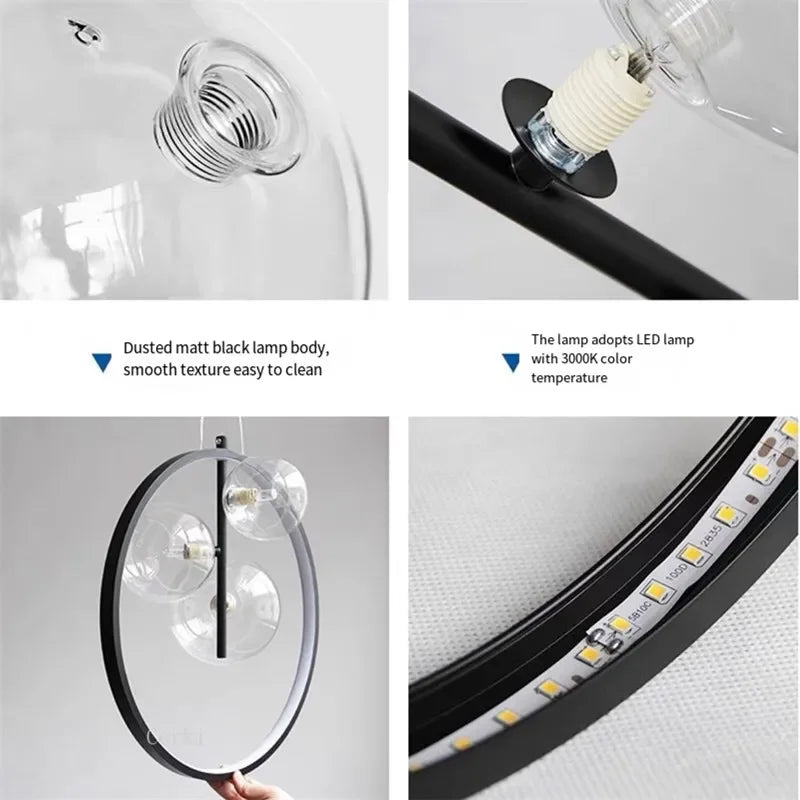 Artfan Ball Bubble LED Chandelier: Modern Round Ring Pendant Light for Dining Room & Bar