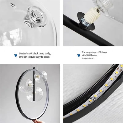 Artfan Ball Bubble LED Chandelier: Modern Round Ring Pendant Light for Dining Room & Bar
