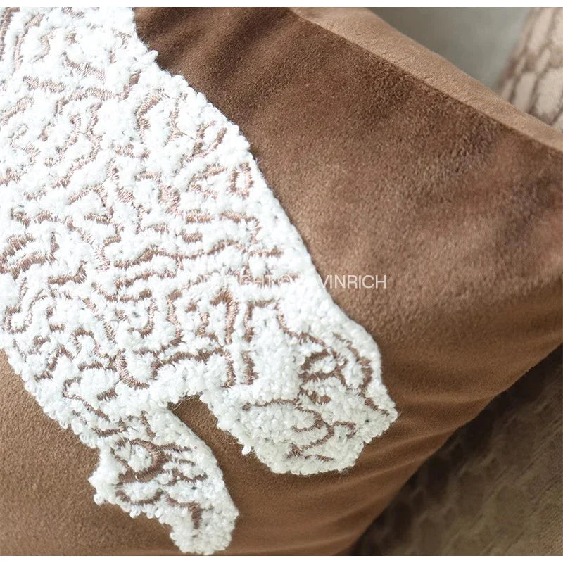 Artfan  Convex Rings Geometry Jacquard Pillowcase Cappuccino Luxury Cushion Cover