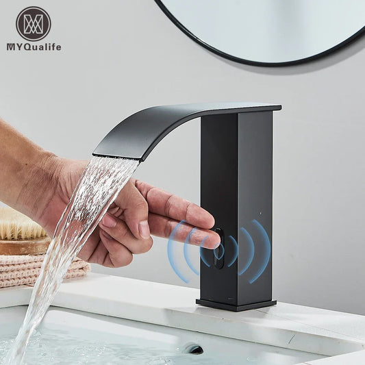 Artfan Automatic Sensor Waterfall Basin Faucet - Touchless Bathroom Sink Tap