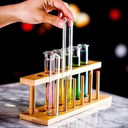 Artfan 6-Piece Test Tube Cocktail Glass Set with Free Rack Stand and Shot Glasses Holder