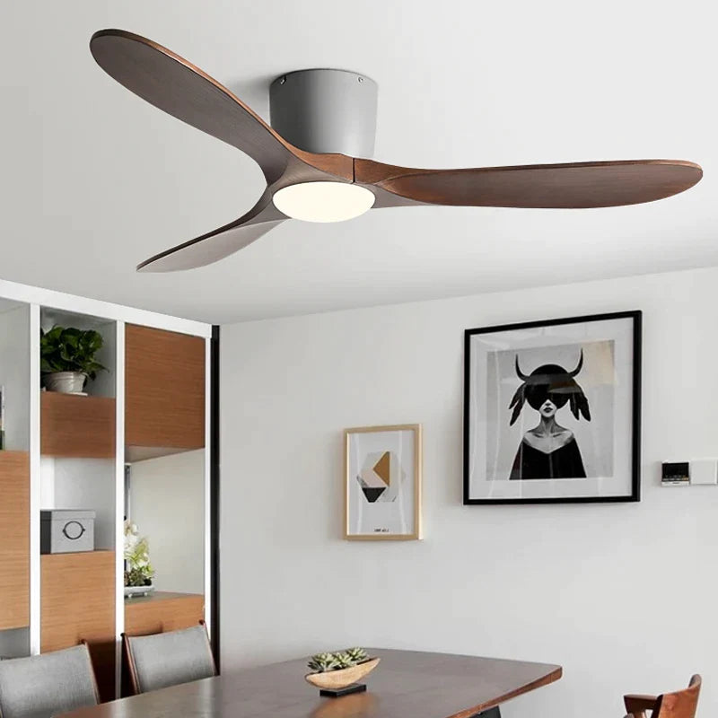 Artfan 52" Low Floor Fan Lights Wood Blade Remote Control Ceiling Fan Strong Winds