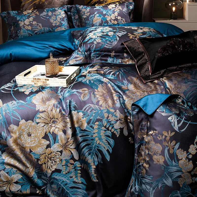 Artfan 1500TC Jacquard Egyptian Cotton Bedding Set for Queen King Linens