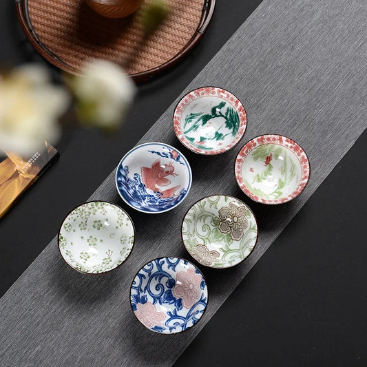 Artfan lighting Blue & White Ceramic Kung Fu Tea Cup - Japanese Style Porcelain Sake Cups