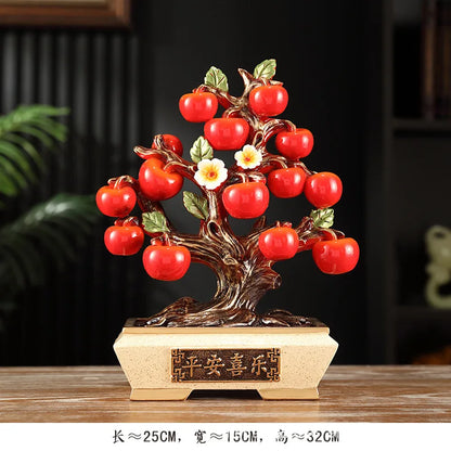 Artfan Artificial Fruit Tree Apple Basket Ornaments Home Decor Figurines
