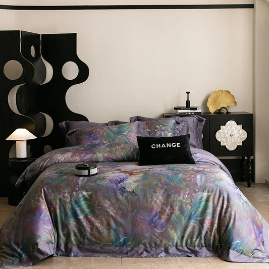 Artfan 1000TC Egyptian Cotton Vintage Oil Printing Bedding Set with Sheet & Pillowcase