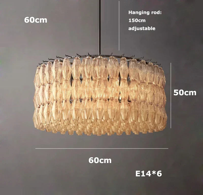 Artfan Art Deco Glass Shade Brass LED Chandelier - Luxury Black Dining Room Ceiling Light