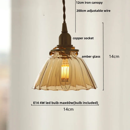 Artfan Amber Glass LED Pendant Light - Nordic Modern Balcony Foyer Coffee Wall Lamp