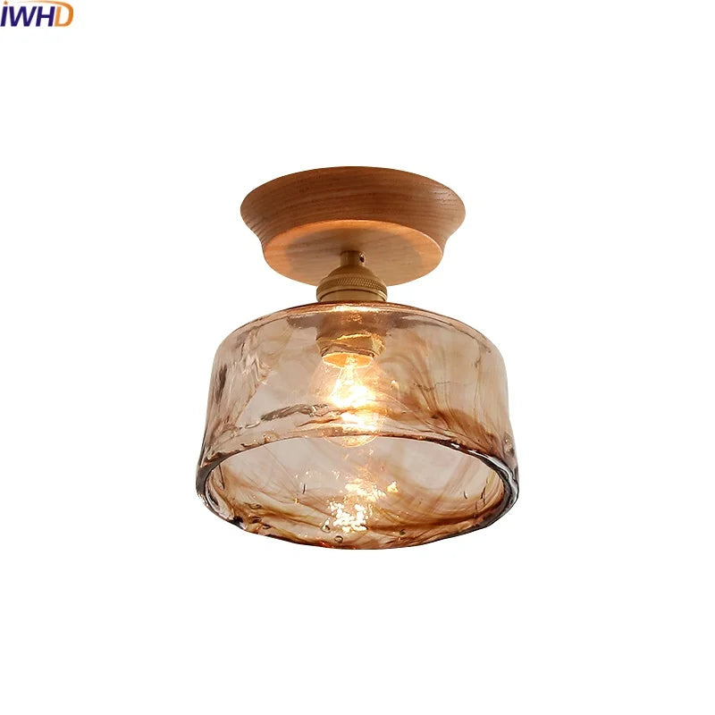 Artfan Amber Glass LED Ceiling Lights Modern Decoration for Home Porch Restaurant