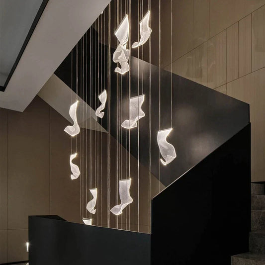 Artfan Acrylic Deluxe Staircase Chandelier - Villa, Lobby, Living Room Decor Lighting
