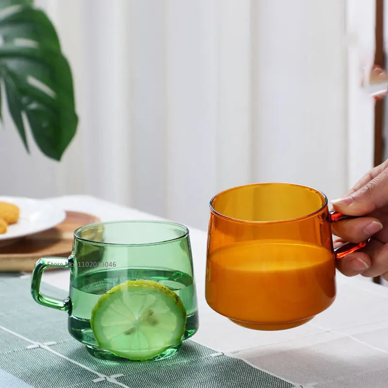 Artfan 350ml Glass Coffee Mug Tea Juice Cup Heat Resistant Durable High Borosilicate