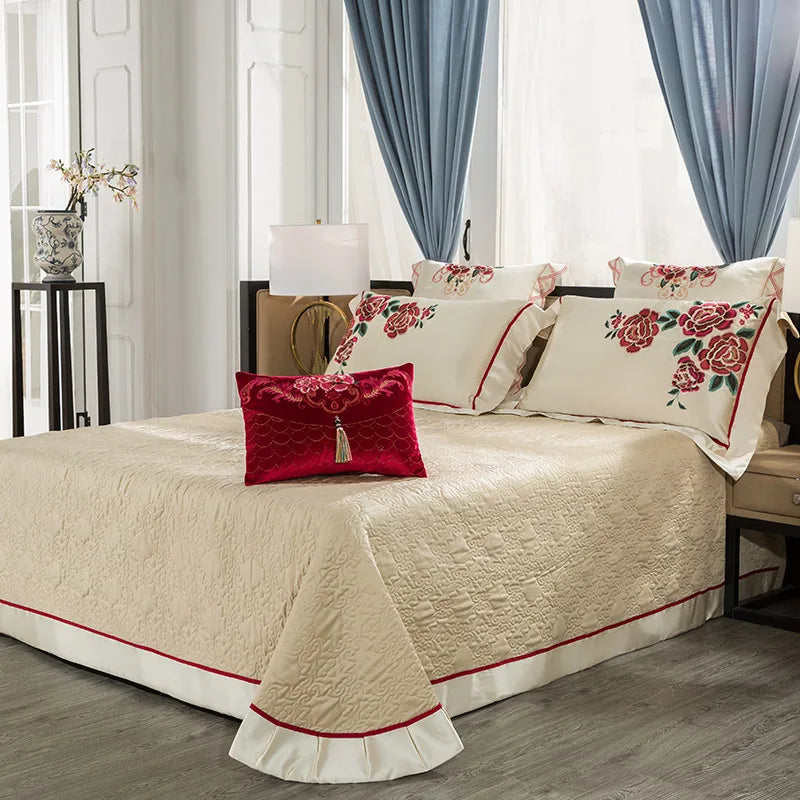 Artfan 200S Embroidery Egyptian Cotton Bedding Set - Queen King Linens