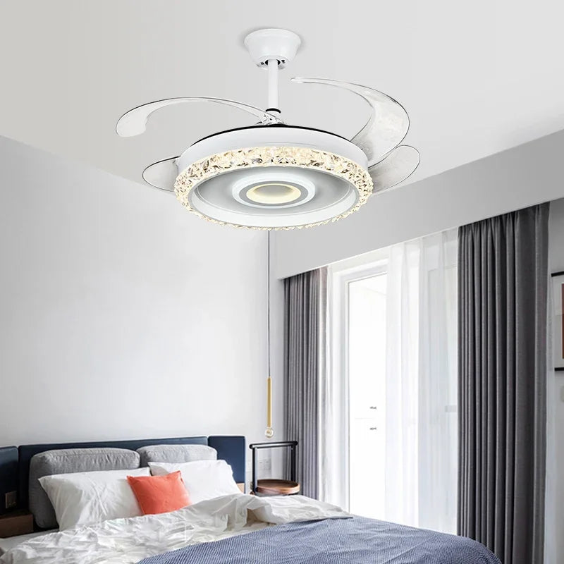 Artfan 42" Leaf Fan Chandelier Invisible Fan Lighting for Bedroom and Dining Room