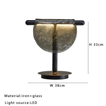 Artfan Amber Glass Table Lamp: Nordic Minimalist LED Nightstand Decor