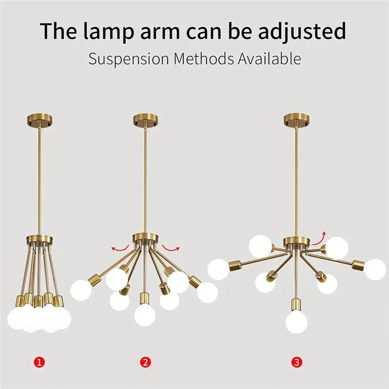 Artfan 8-Head Nordic Ceiling Chandelier in Black White Gold for Modern Home Decor