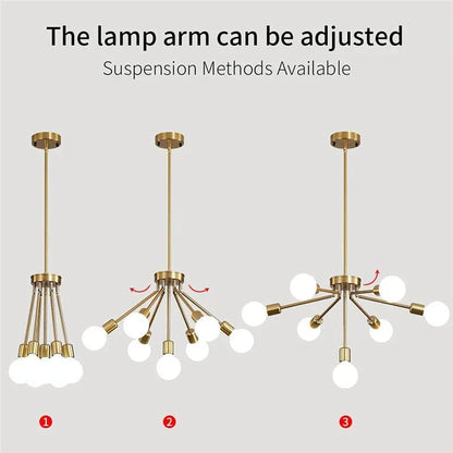 Artfan 8-Head Nordic Ceiling Chandelier in Black White Gold for Modern Home Decor