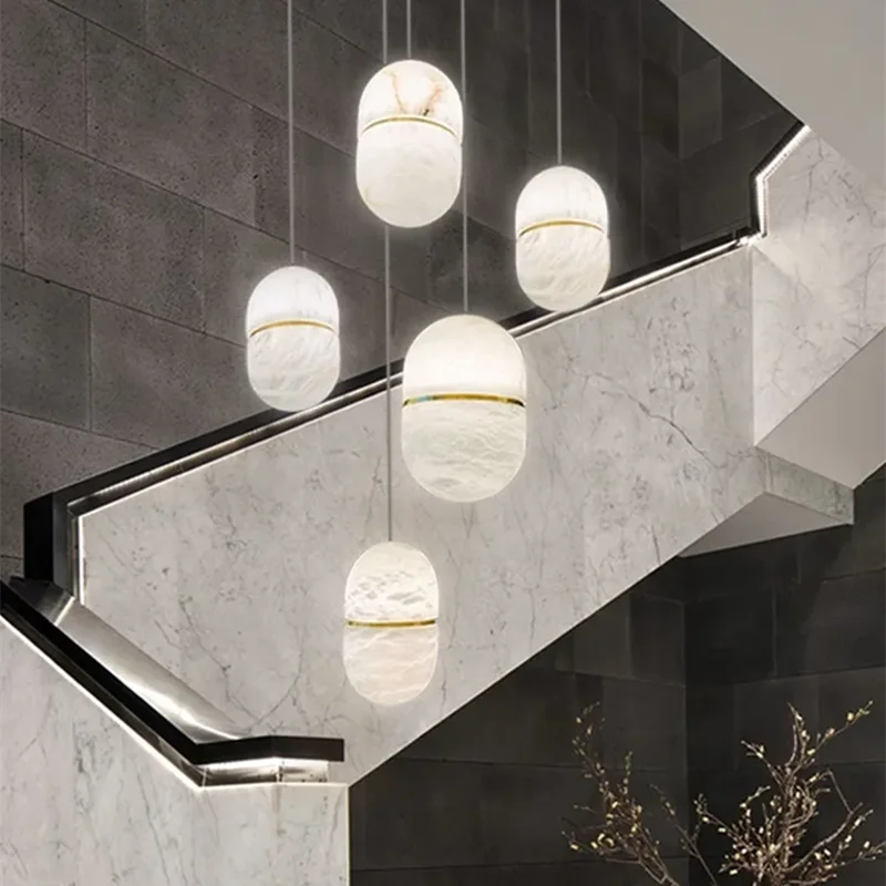 Artfan Alabaster Pendant Lights LED Designer Hanging Lamps For Living Room
