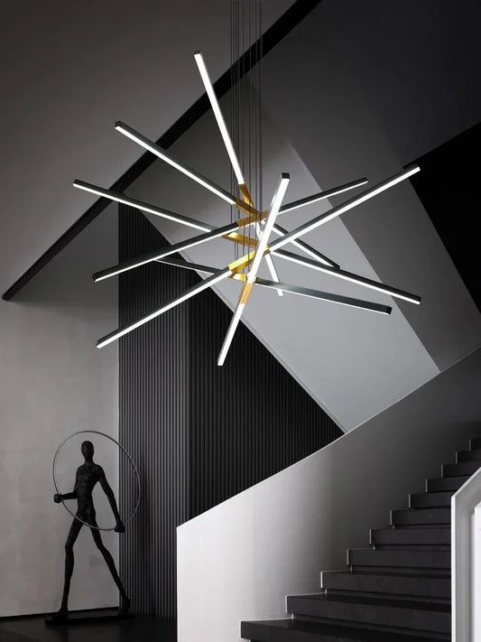 Artfan lighting Black Nordic Minimalist Chandelier for Living Room, Staircase, and Restaurant Lighting