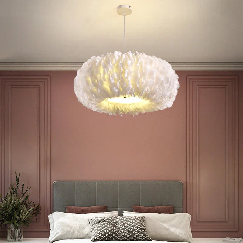 Artfan  Feather Decor LED Chandeliers for Living Room, Bedroom, Study & Children's Room
