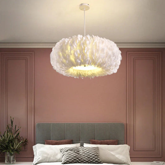 Artfan  Feather Decor LED Chandeliers for Living Room, Bedroom, Study & Children's Room