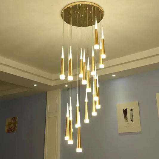 Artfan lighting Black Acrylic LED Chandelier Staircase Pendant Light - Creative Meteor Shower Design