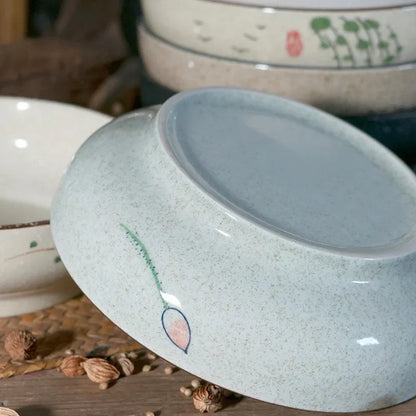 Artfan 9" Retro Ceramic Ramen Noodle Bowl - Japanese Style Soup Bowl for Pickled Cabbage Fish