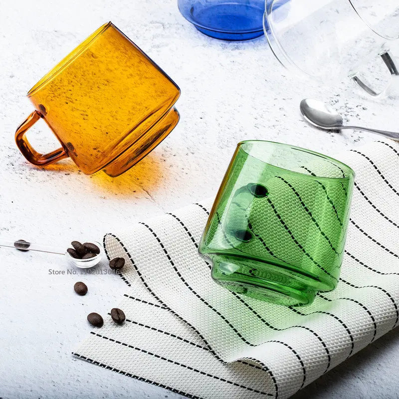 Artfan 350ml Glass Coffee Mug Tea Juice Cup Heat Resistant Durable High Borosilicate