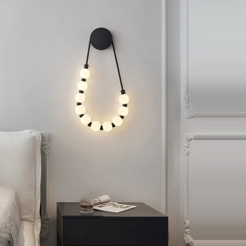 Artfan lighting Black Gold LED Her Necklace Wall Lamp Sconce for Bedroom & Corridor
