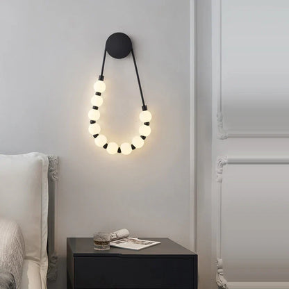 Artfan lighting Black Gold LED Her Necklace Wall Lamp Sconce for Bedroom & Corridor
