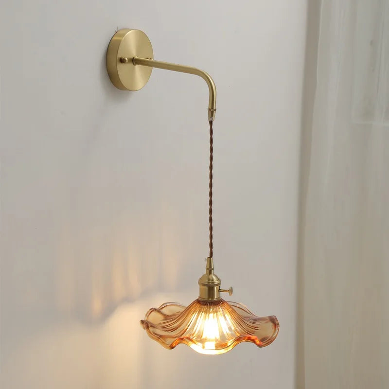 Artfan Amber Glass LED Wall Sconce for Home Indoor Lighting