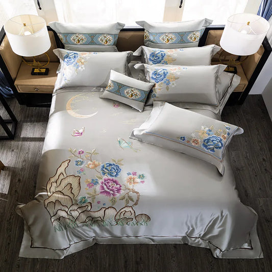 Artfan 200S Embroidered Egyptian Cotton Bedding Set Queen King Sheets Duvet Cover
