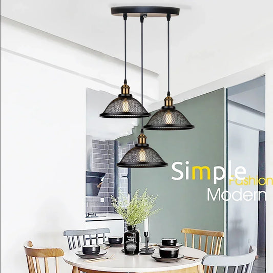 Artfan lighting Black Iron Net-Cage Kitchen Pendant Light with LED for Bedroom & Living Room