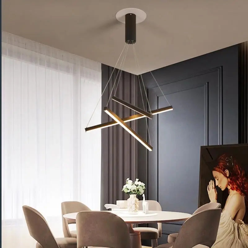 Artfan lighting Black LED Stair Chandelier: Modern Ceiling Pendant Light Fixture for Hall and Living Duplex.