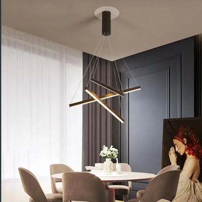 Artfan lighting Black LED Stair Chandelier: Modern Ceiling Pendant Light Fixture for Hall and Living Duplex.